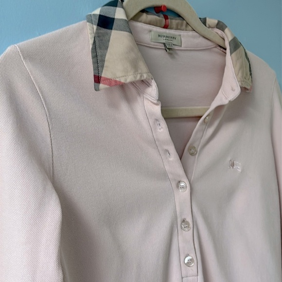 Burberry London Authentic 100% Cotton Pink Long Sleeve Polo Shirt Women's Size S - Picture 2 of 11